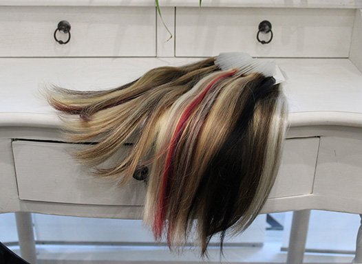 présentoir mèches de cheveux